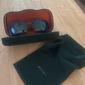 GUCCI BLUE MIRROR AVIATOR MENS SUNGLASSES GG0065SK 003 66